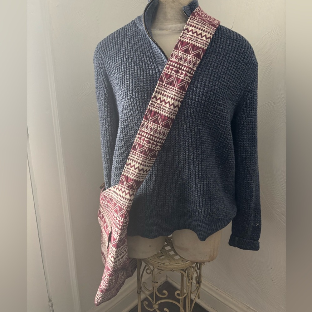 Large 100% Cotton Patterned Shoulder Hobo Bag India Inspired and Made - Picture 3 of 8